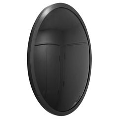 Orbis Round Black Tinted Convex Decorative Mirror, Blackened Metal Frame, Large