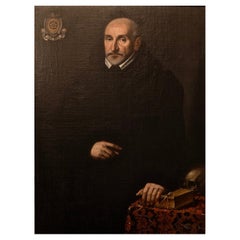 Antique Portrait of Gentleman from Della Ruota Family, Lombardy, Dated 1624