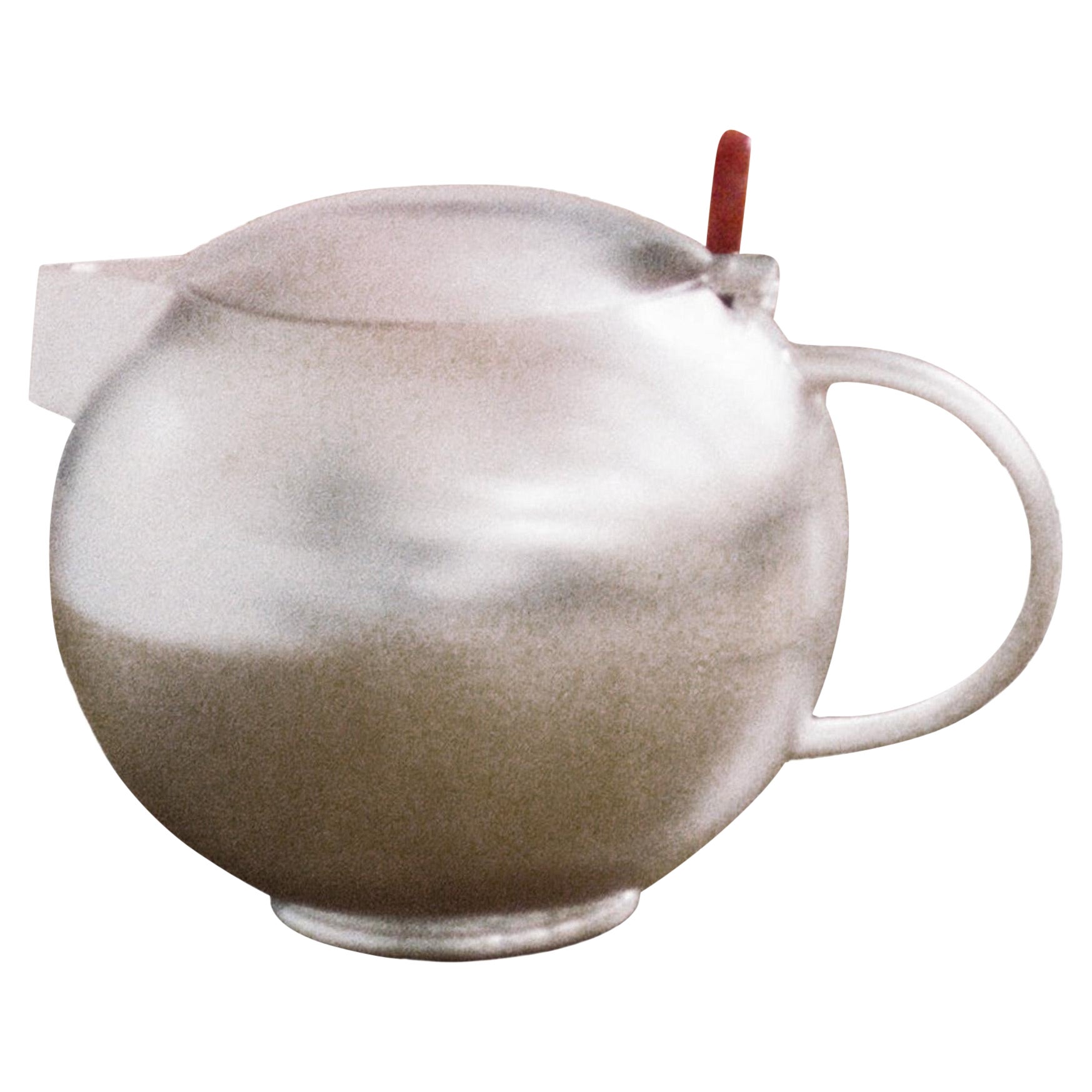 Contemporary Tea Pot Jasper Stone Silver Plated Colour Natural Stone Handle