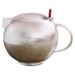 Contemporary Tea Pot Jasper Stone Silver Plated Colour Natural Stone Handle