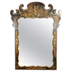 Napoleon III Black Chinoiserie Mirror from the estate of Jules Verne
