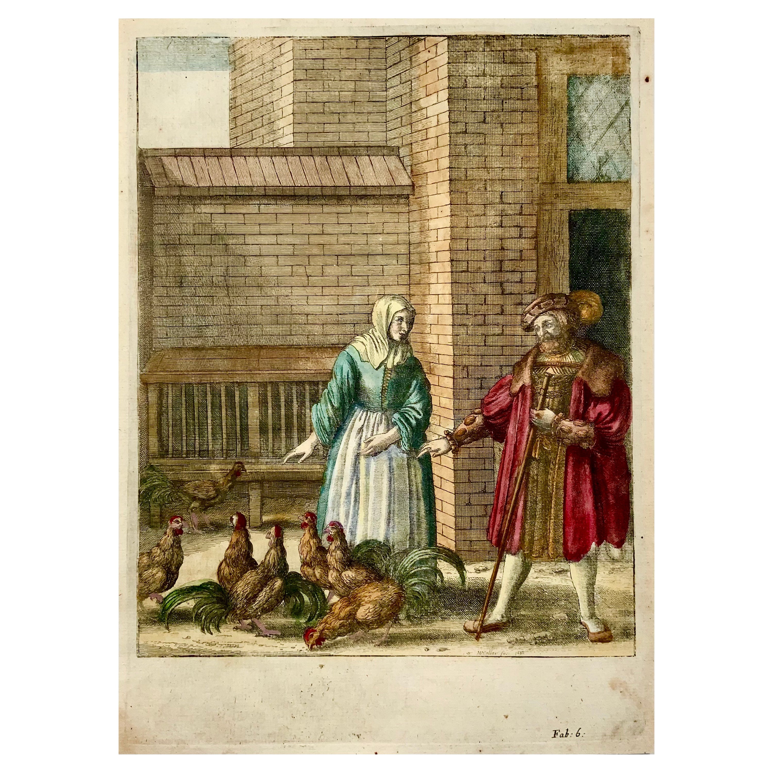 Wenceslaus Hollar 'B1607' Domestic Chickens, Poultry, Master Engraving For Sale