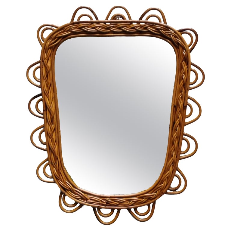 Bamboo and Rattan Wall Mirror, Italy, 1960s For Sale at 1stDibs