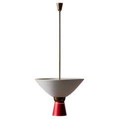 White and Red Stilnovo Suspension in Metal and Brass
