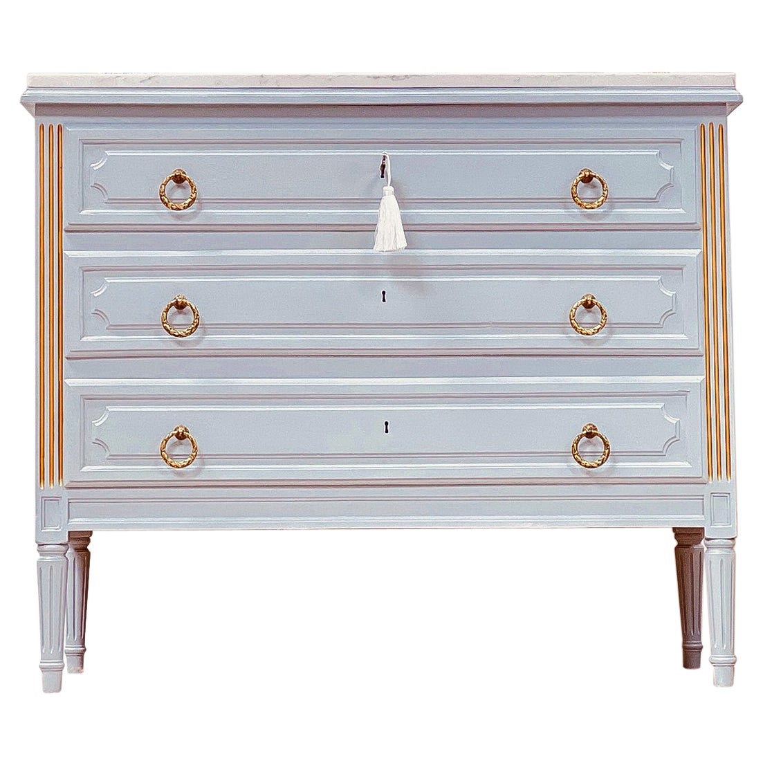 French Antique Louis XVI Style Chest of Drawers / Small Marble Commode For Sale