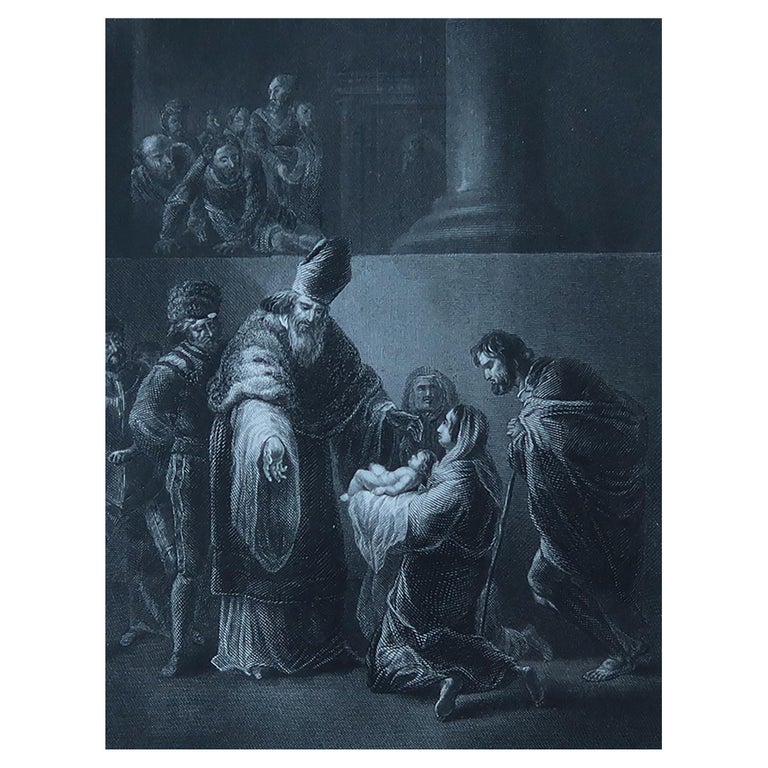 Antique Print After Rembrandt, the Presentation in the Temple, C.1850 For Sale