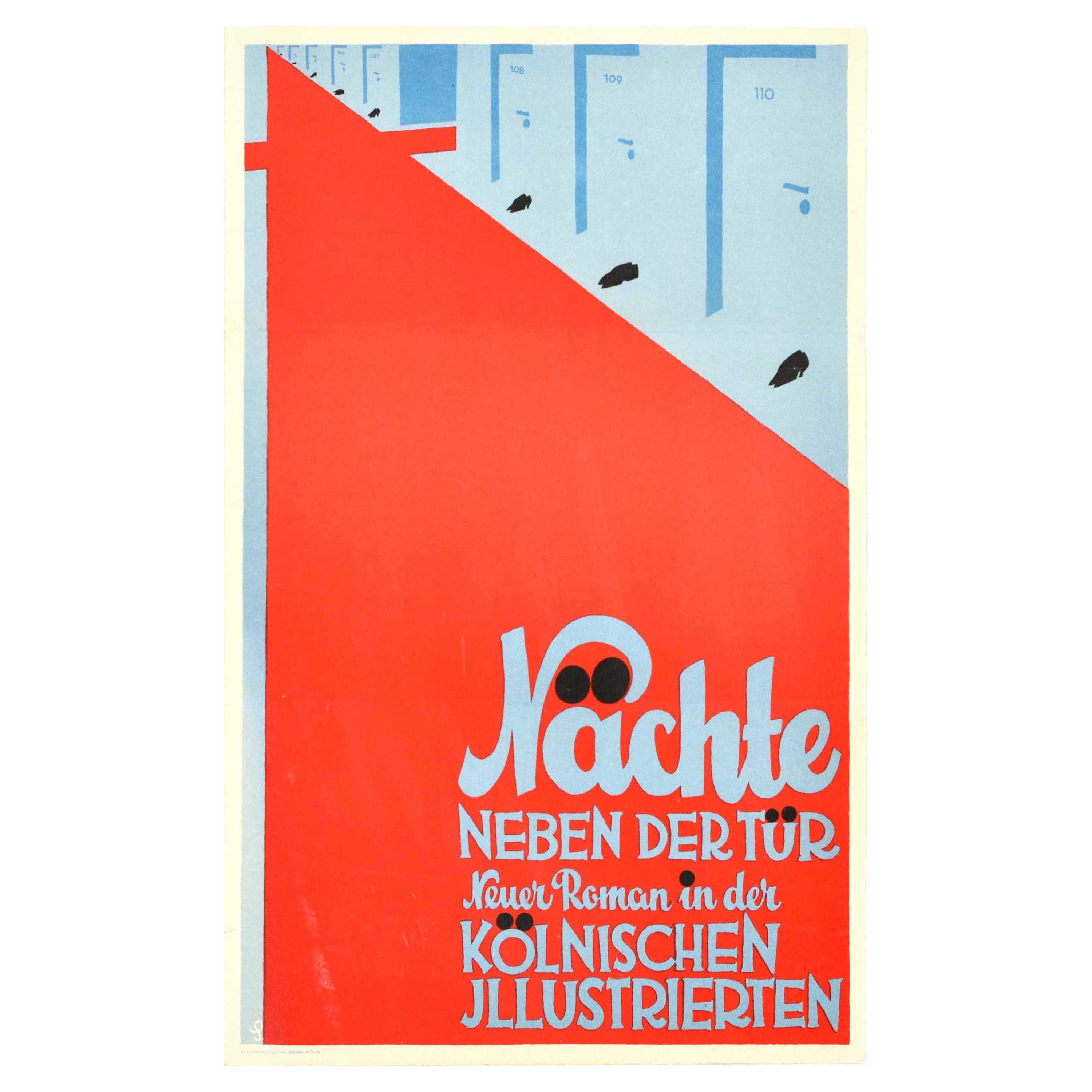 Original Vintage Advertising Poster Nachte Neben Der Tur Koln Illustrated Design For Sale