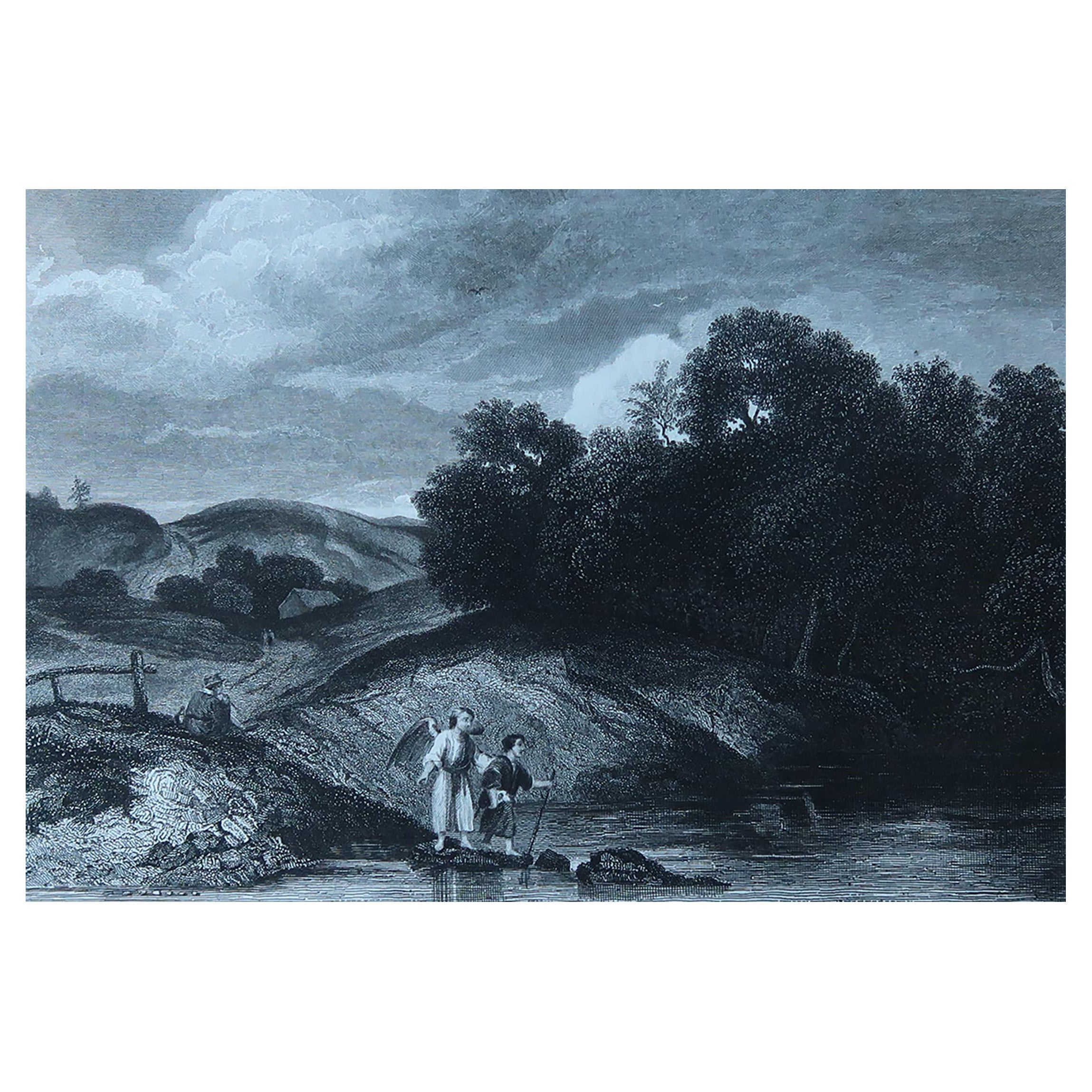 Antique Print After Rembrandt, Tobit and the Angel, C.1850
