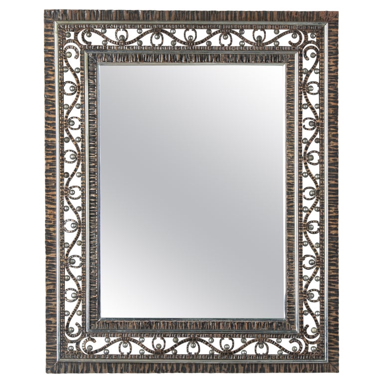 Art Deco Period Forged Iron Wall Mirror For Sale at 1stDibs
