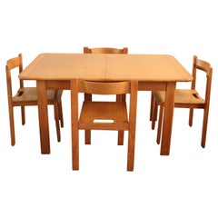 Swedish Design Set of Dining Room Extendable Table with Four Chairs
