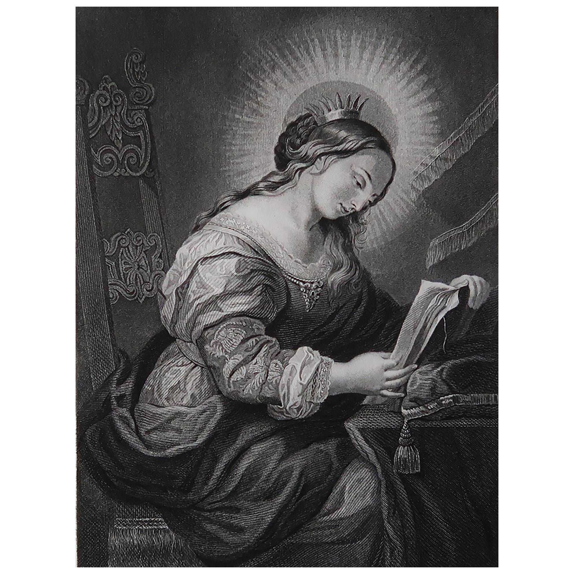 Antique Print of St Margaret. After Carlo Dolci. C.1850