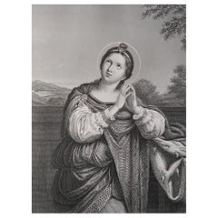 Antique Print of St Agnes. After Domenichino. C.1850
