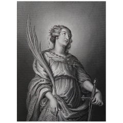 Antique Print of St Catherine, After Rubens, C.1850