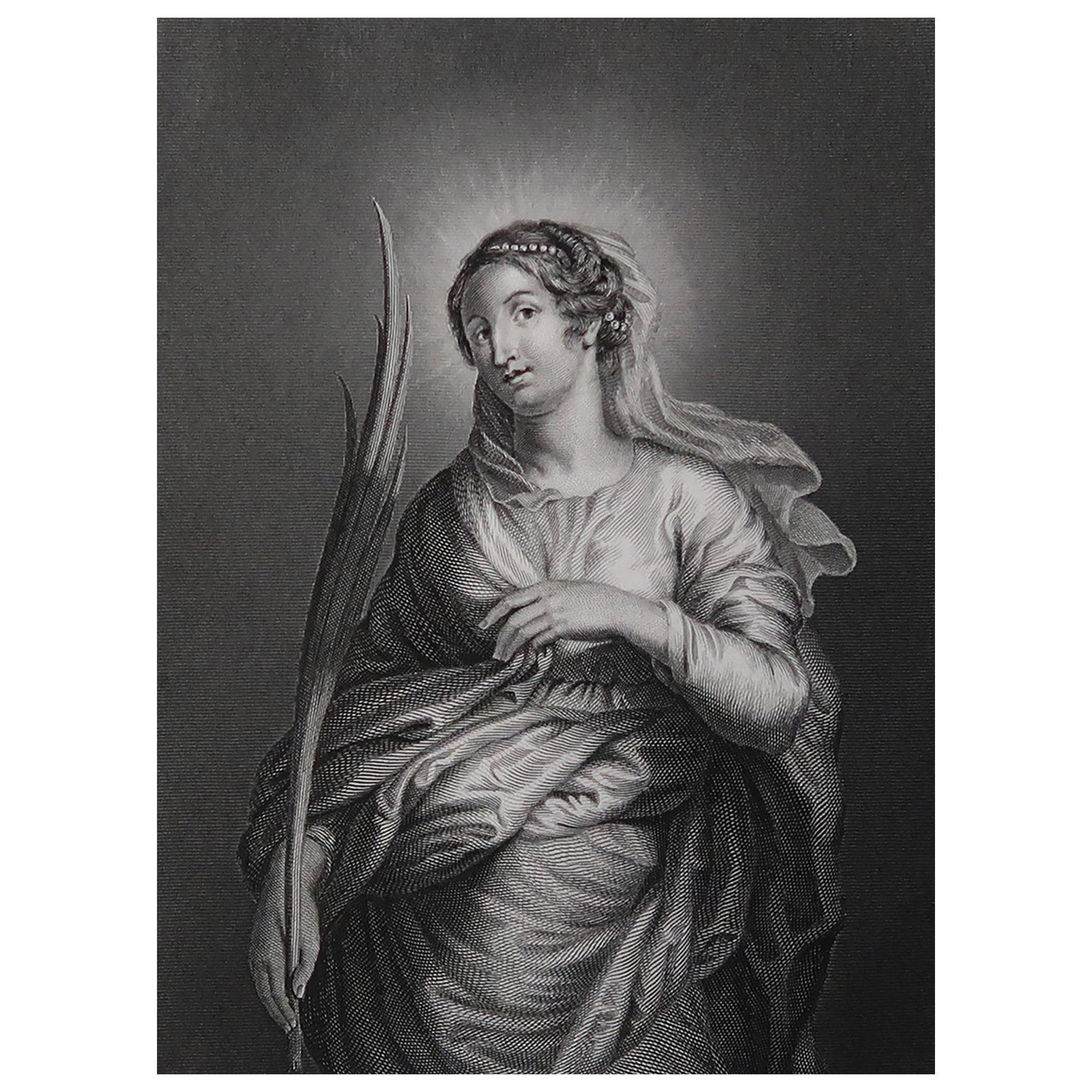 Antique Print of St Catherine. After Rubens. C.1850