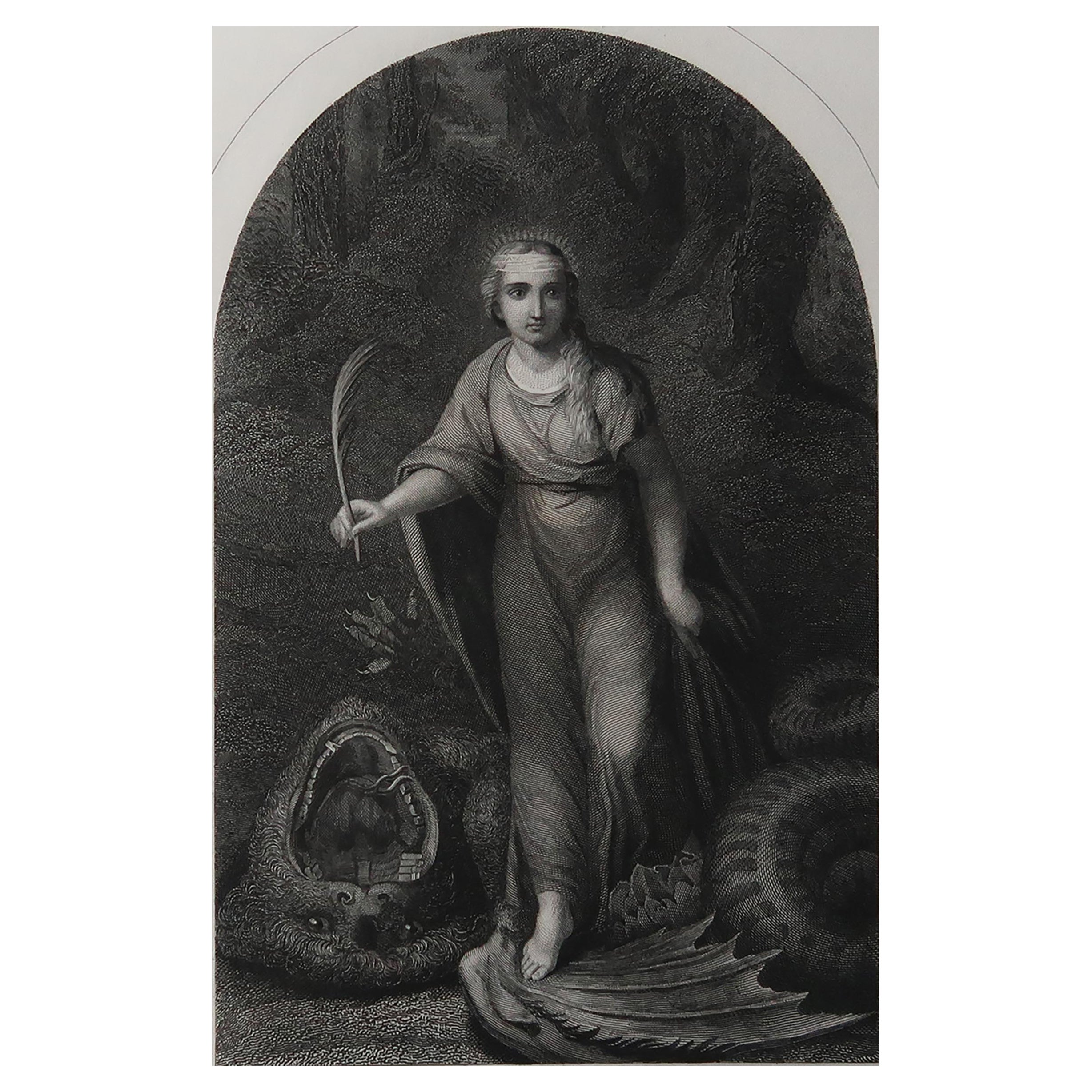 Antiker Druck der Heiligen Margaret, nach Raphael, um 1850 im Angebot