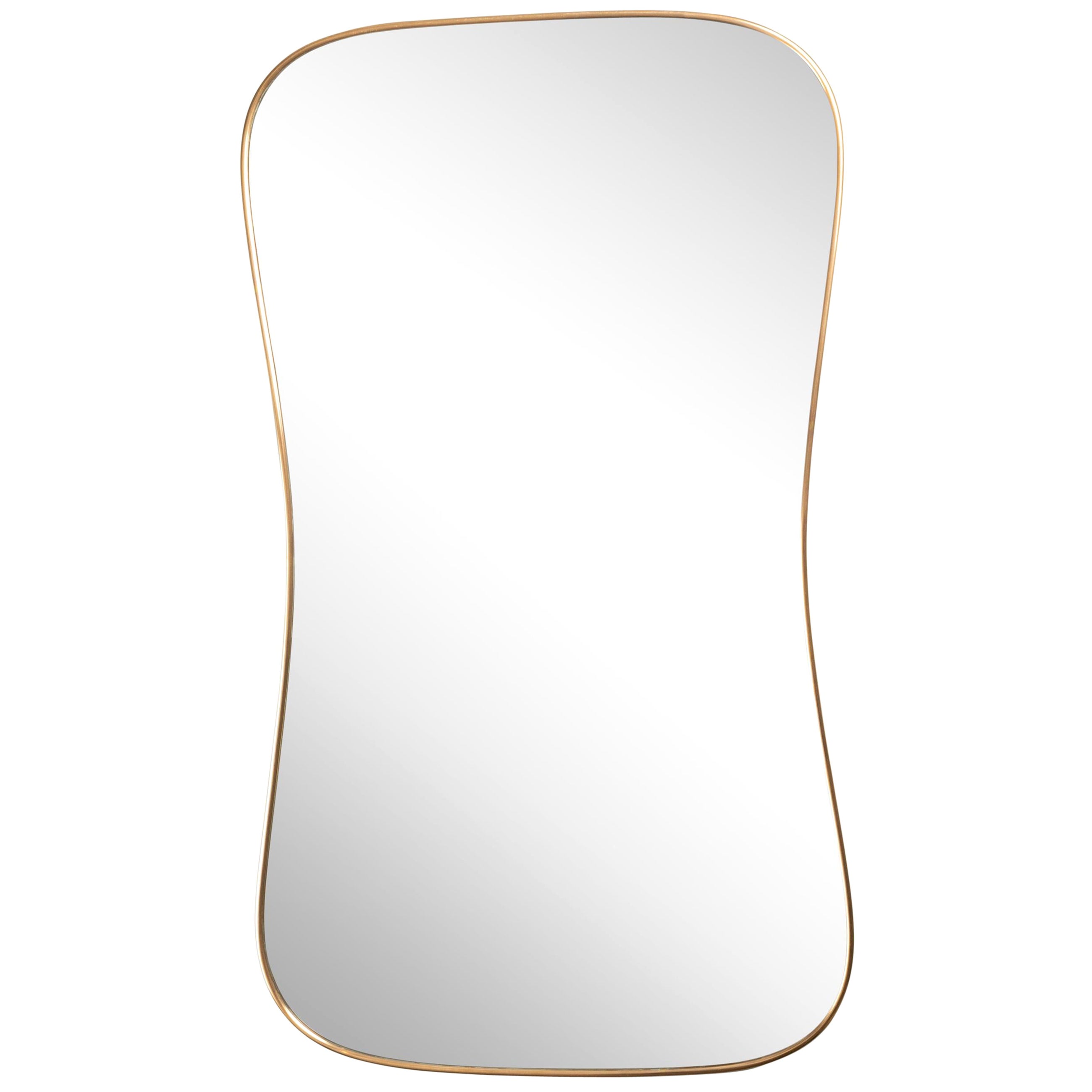 Brass Framed Mirror in the Style of Gio Ponti, Italy, 1950's For Sale