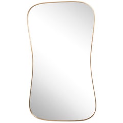 Retro Brass Framed Mirror in the Style of Gio Ponti, Italy, 1950's