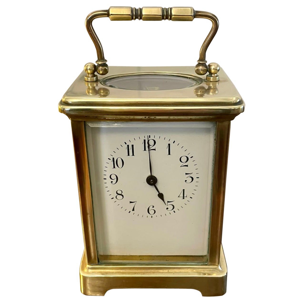 Antique Victorian Quality Brass and Glass Carriage Clock For Sale
