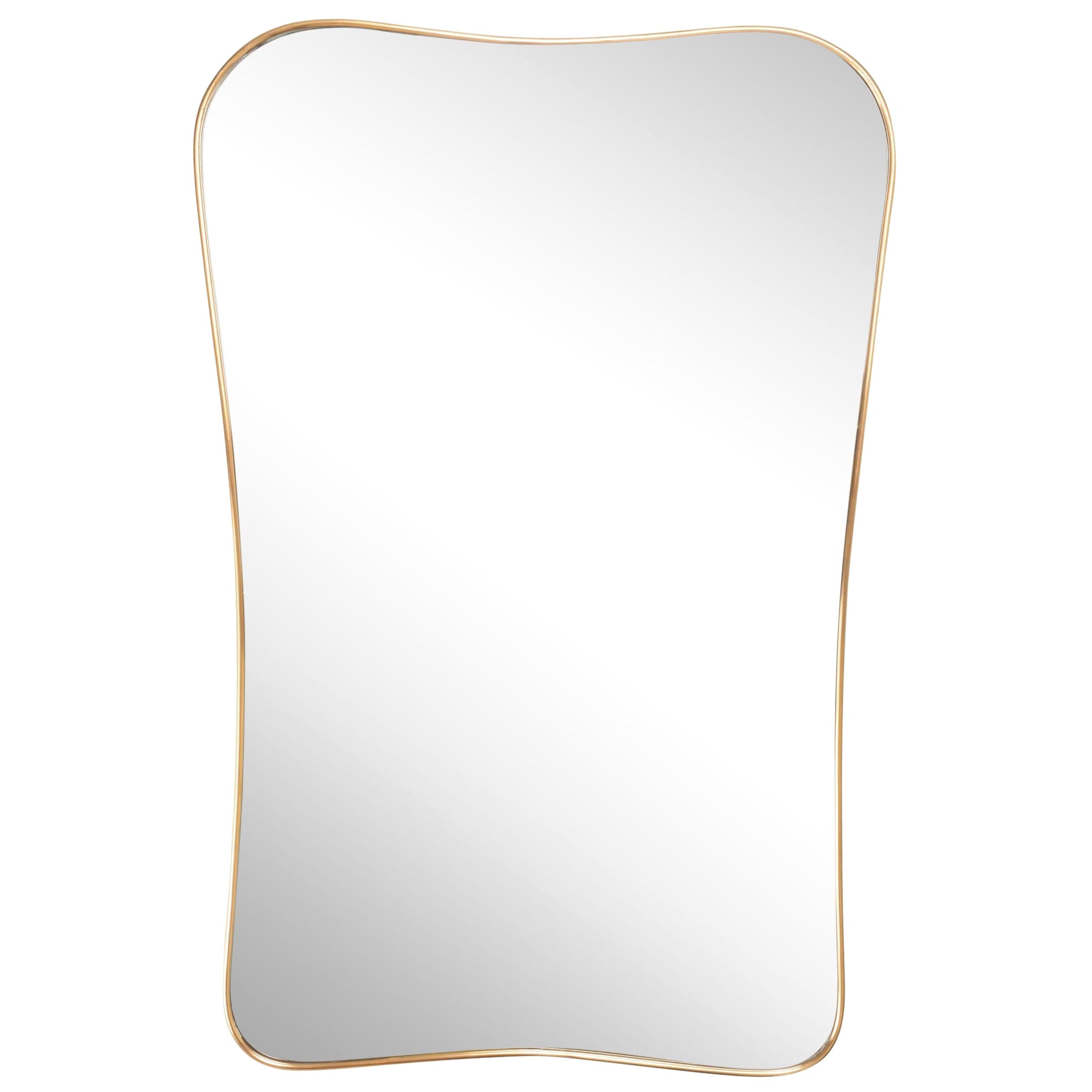 Brass Framed Mirror in the Style of Gio Ponti, Italy, 1950's For Sale
