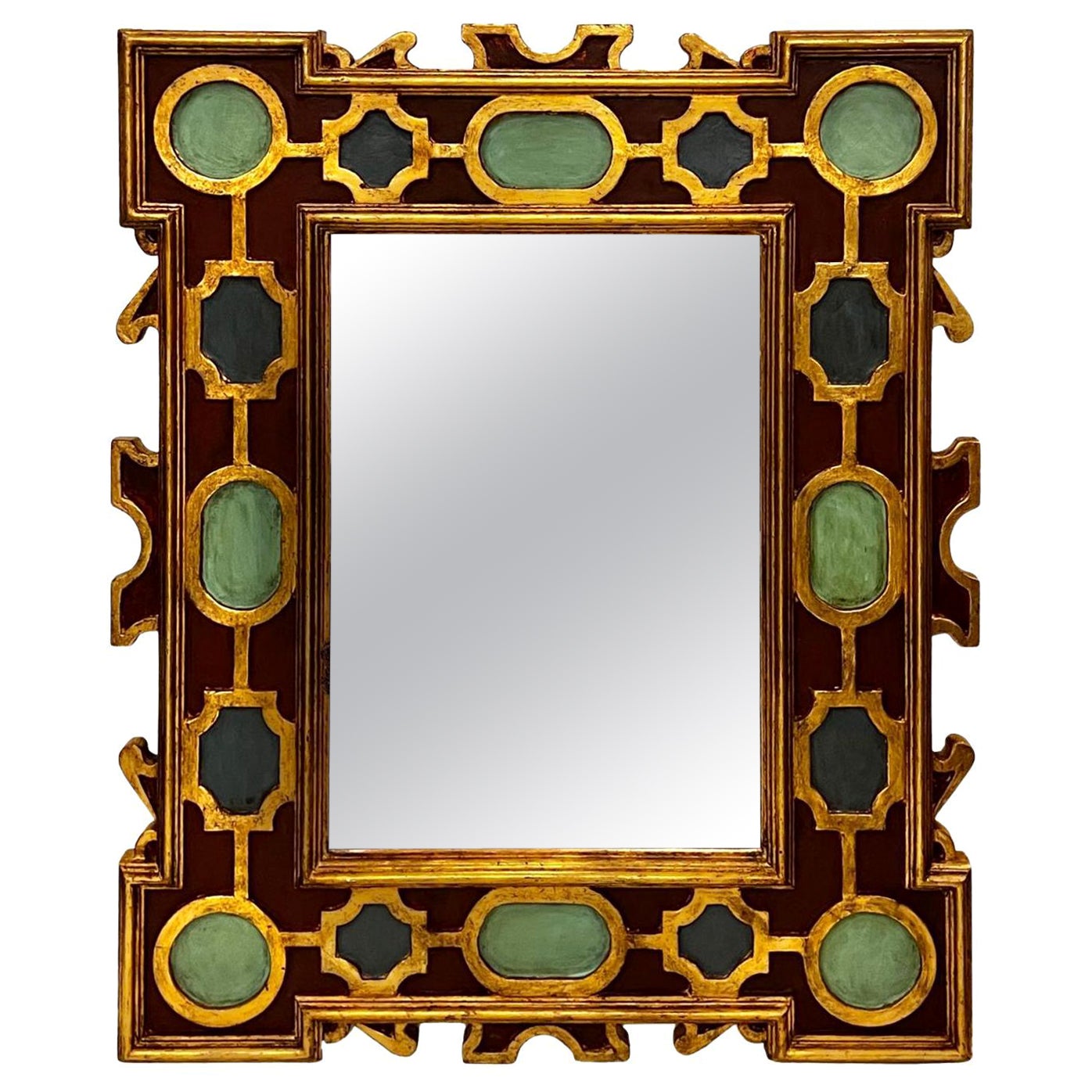 A circa 1920's Italian gilt wood mirror with a painted frame. 

Measurements:
Height: 33