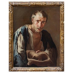 17th Century Beggar Painting Oil on Canvas by Todeschini