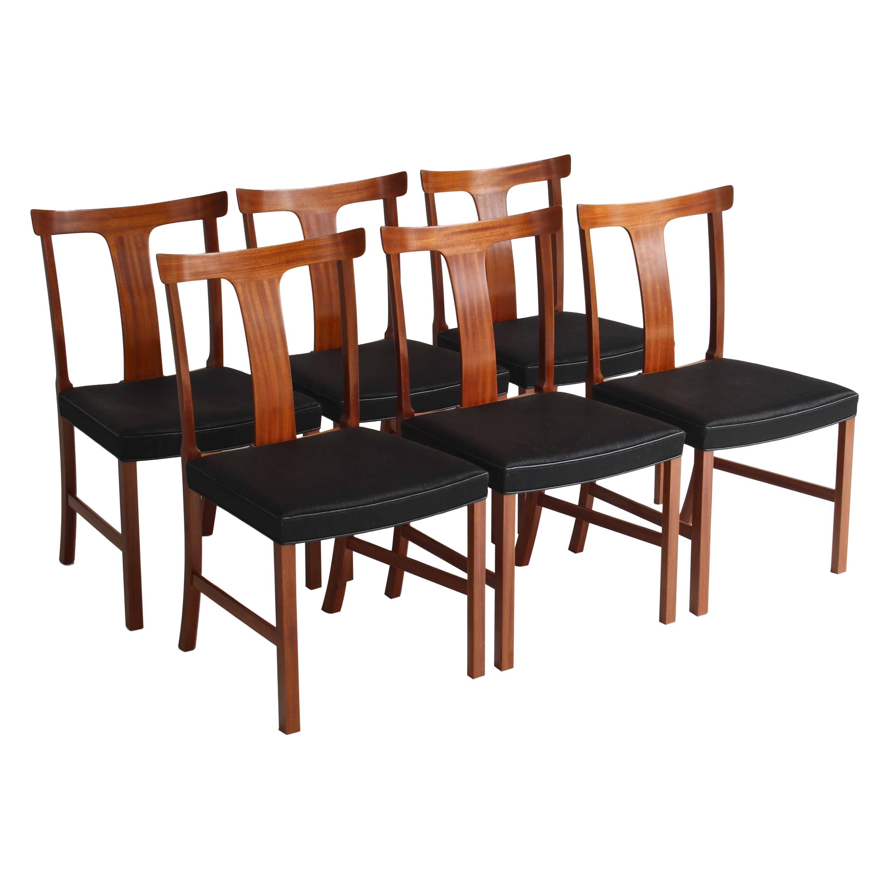 Ole Wanscher Dining Chairs in Mahogany and Horsehair Made by A.J. Iversen, 1960s For Sale