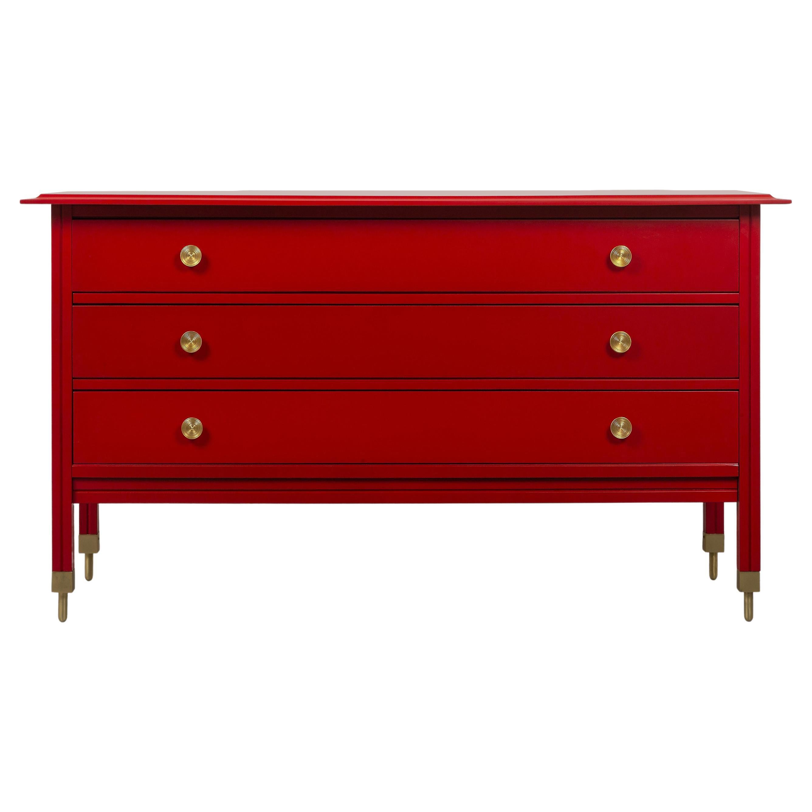 Mid-Century Red Chest of Drawer D154, Carlo de Carli for Sormani, 1963 For Sale