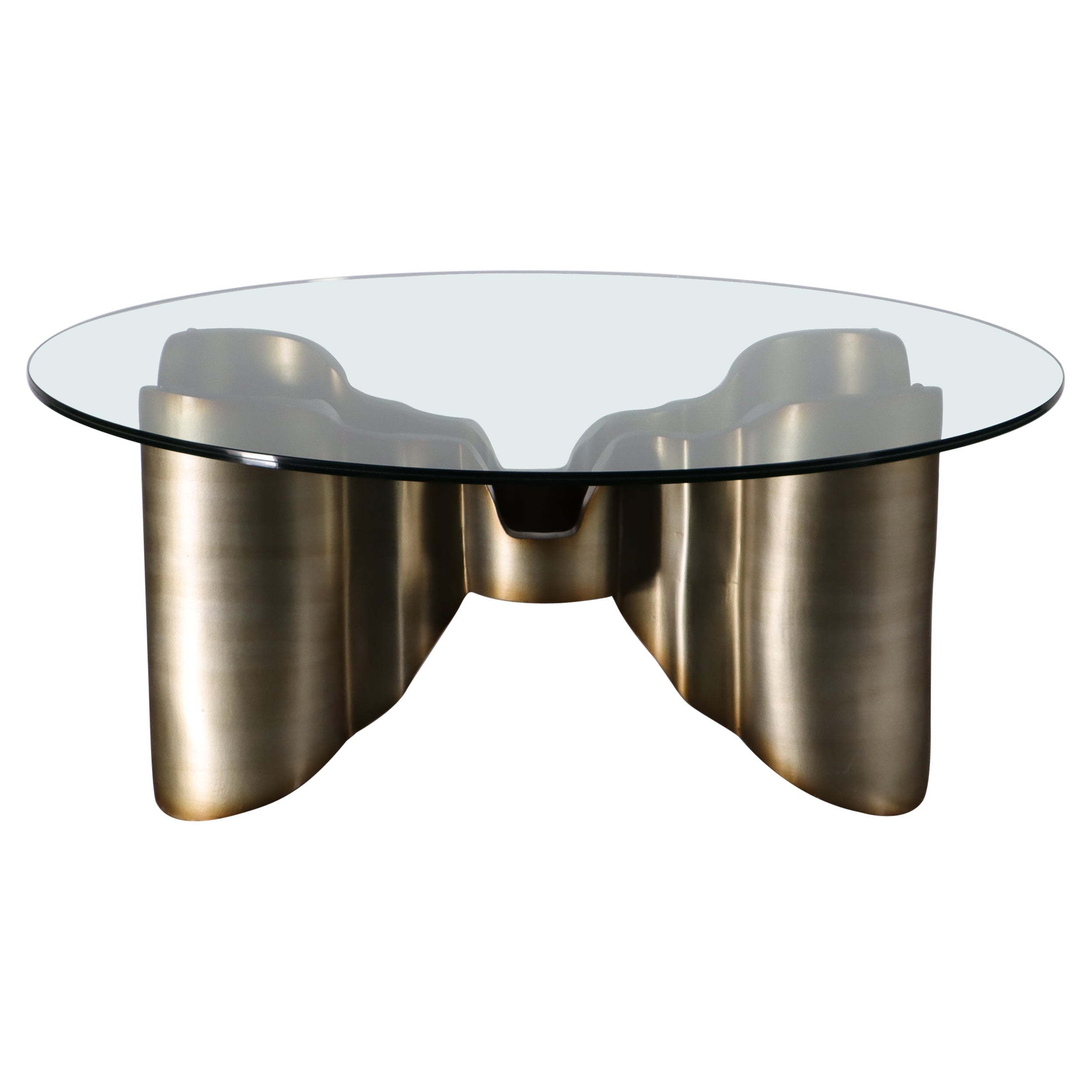 Sculptural Lacquered Wood & Glass Coffee Table by Costantini, Mariposa -in Stock For Sale