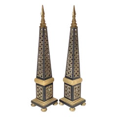 Pair of Two Tone Brass Obelisks