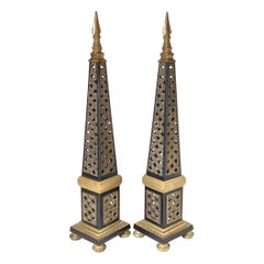 Pair of Two Tone Brass Obelisks 