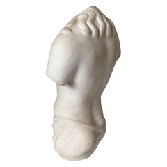 Mid 20th Century Carved Marble Sculpture of Male Torso