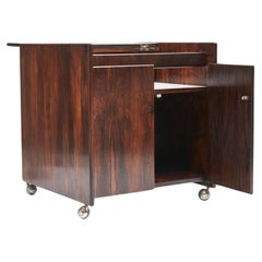 Brazilian Modern Bar Cart in Hardwood with Shelves, Sergio Rodrigues, 1960s