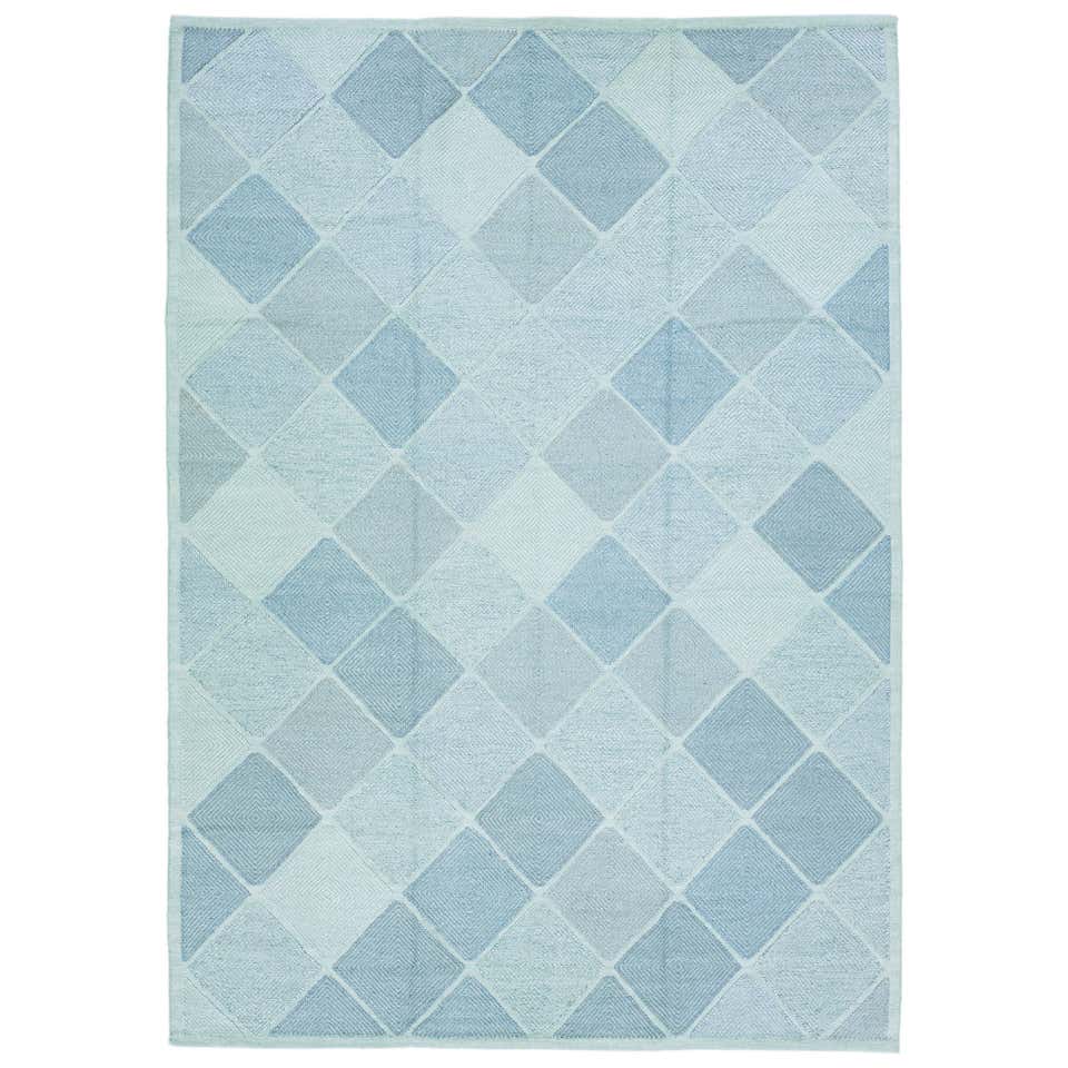 Rug Blue Modern geometric Carpet Grey Turquoise Brown Geometrical Wool ...