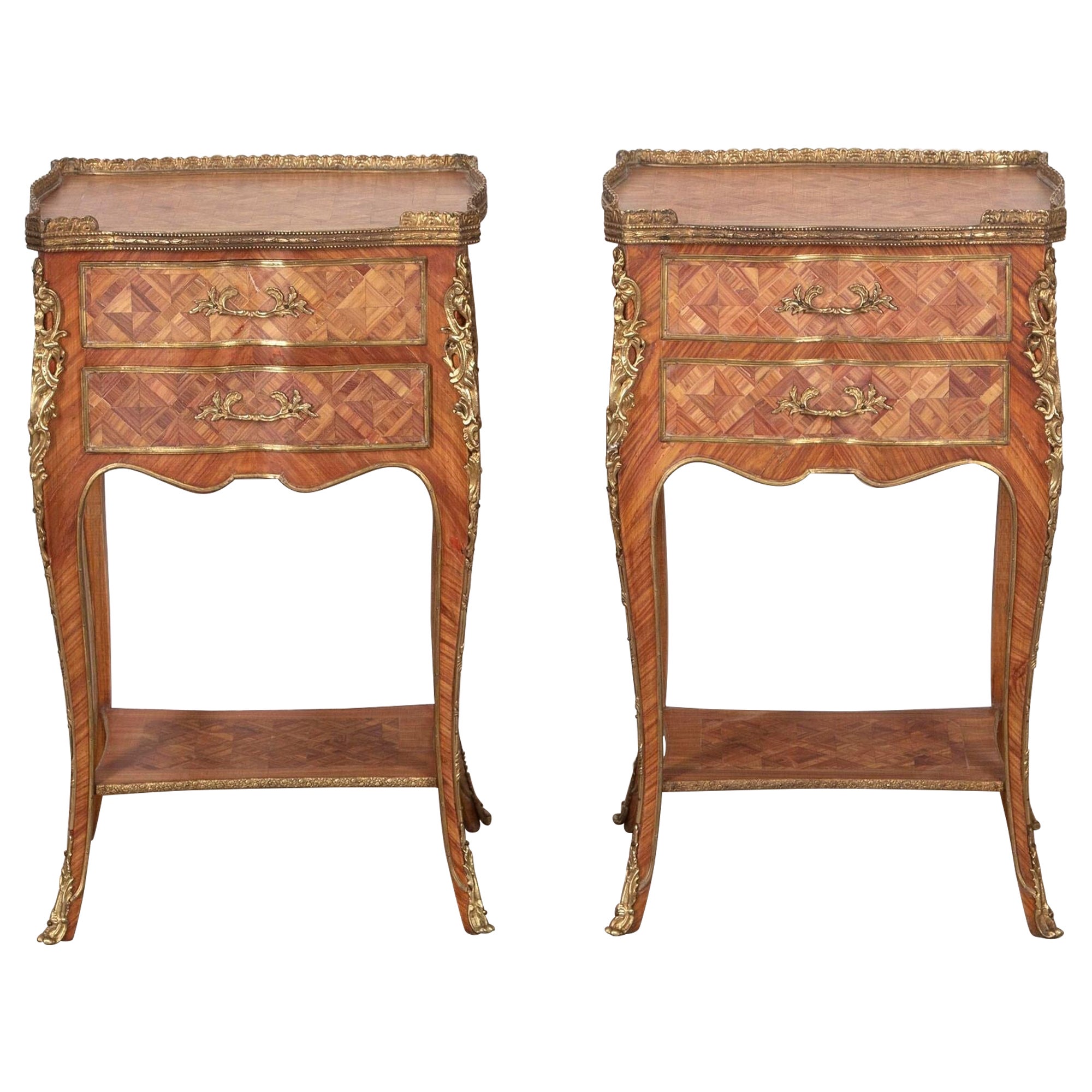 Pair of Italian Marquetry Bedside Tables For Sale