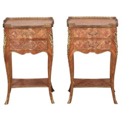 Pair of Italian Marquetry Bedside Tables