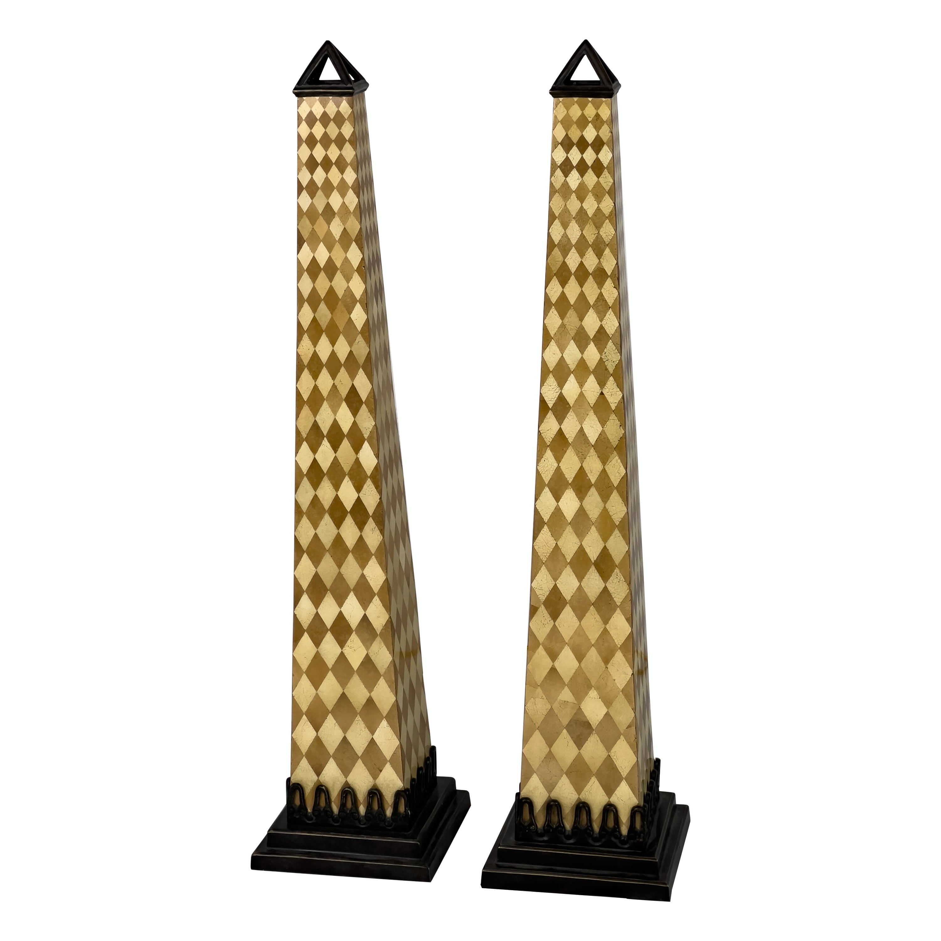 Pair of Obelisk Table Lamps For Sale