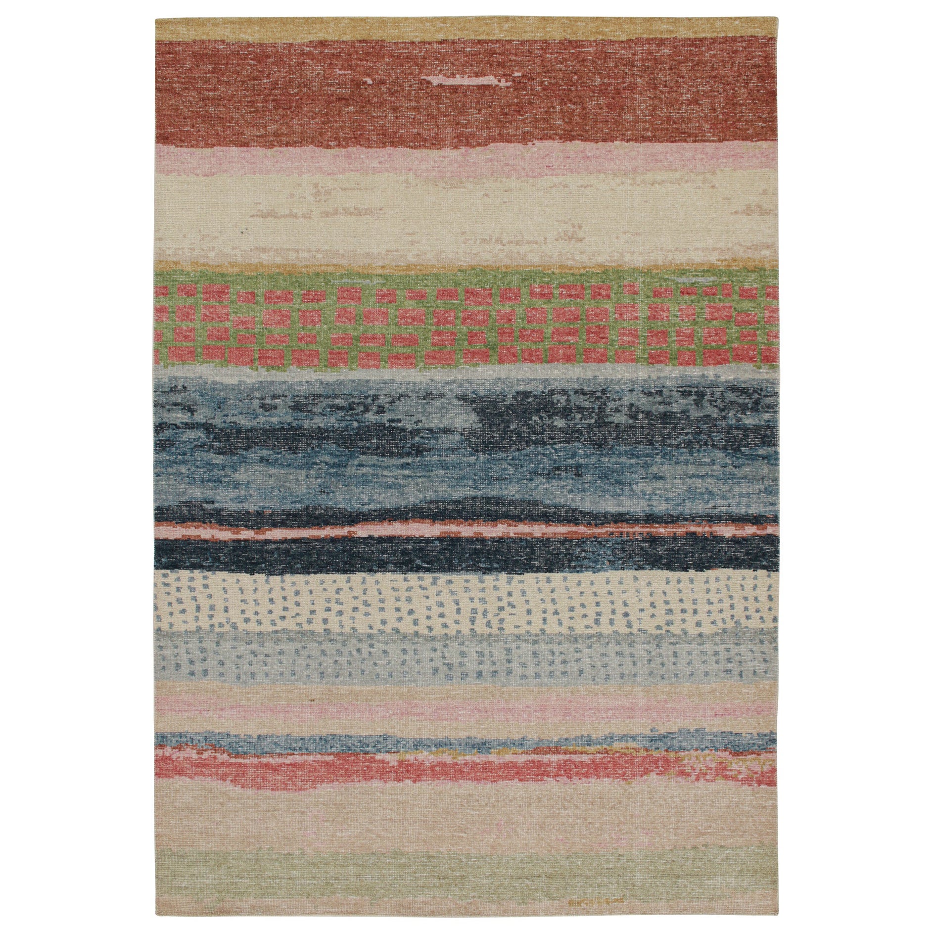 Rug & Kilim’s Distressed Style Abstract Rug in Polychromatic Pattern