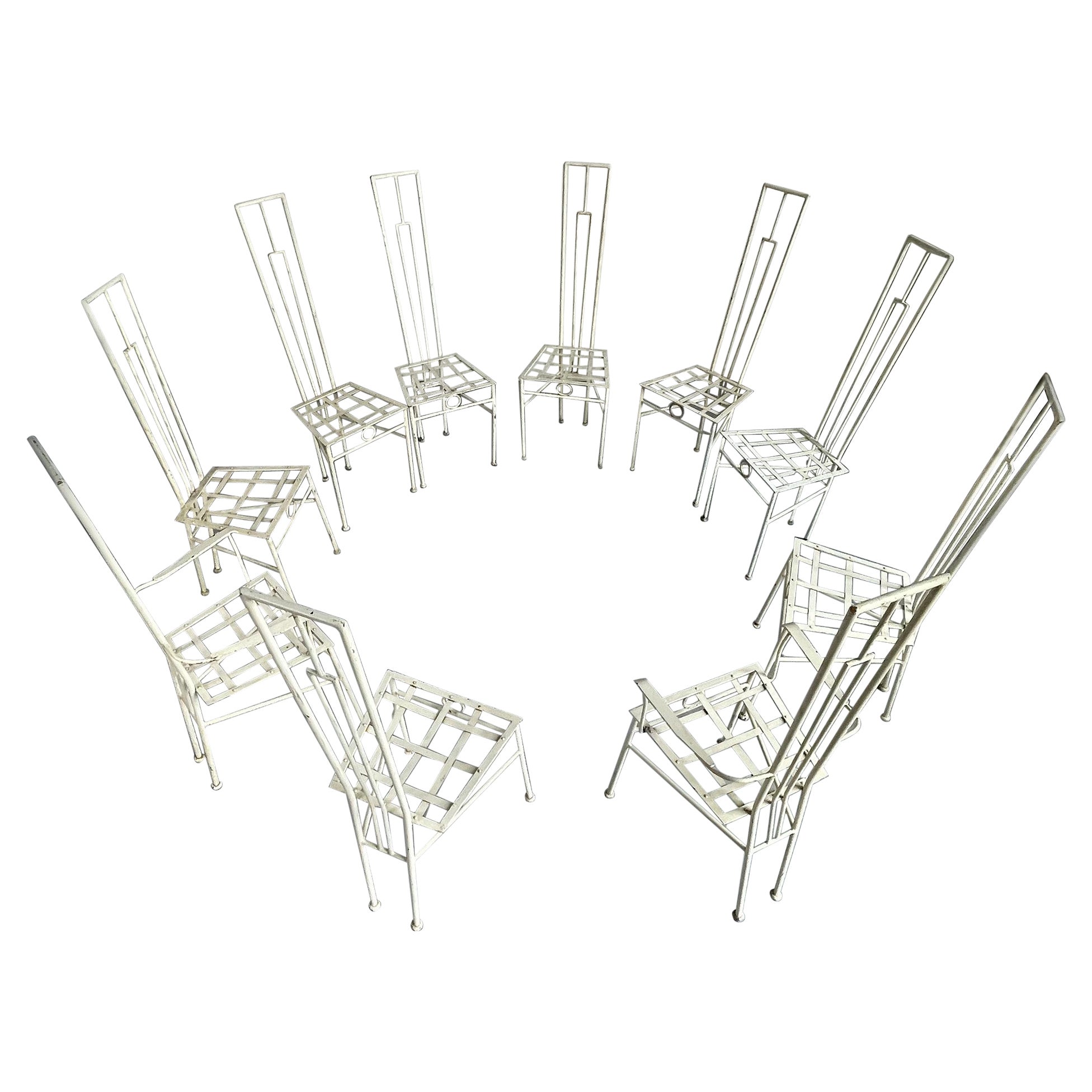 Set of 10 Garden Chairs, France, 1950 For Sale