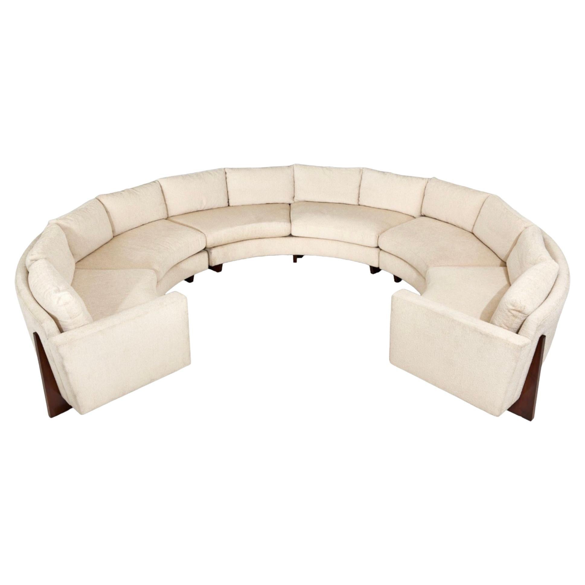 Milo Baughman Cicular Sectional with Walnut Legs For Sale