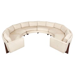 Milo Baughman Circular Sectional with Walnut Legs