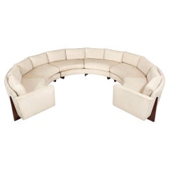 Retro Milo Baughman Cicular Sectional with Walnut Legs