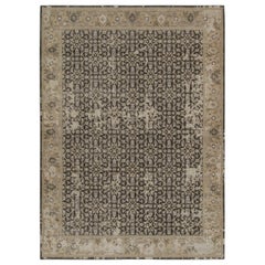 Rug & Kilim’s Distressed Persian Style Runner in Black with Beige Herati Pattern