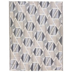 Beige Modern Swedish Style Handmade Wool Rug With Abstract Design