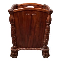 Victorian Era Carved Wood Waste Basket of Planter