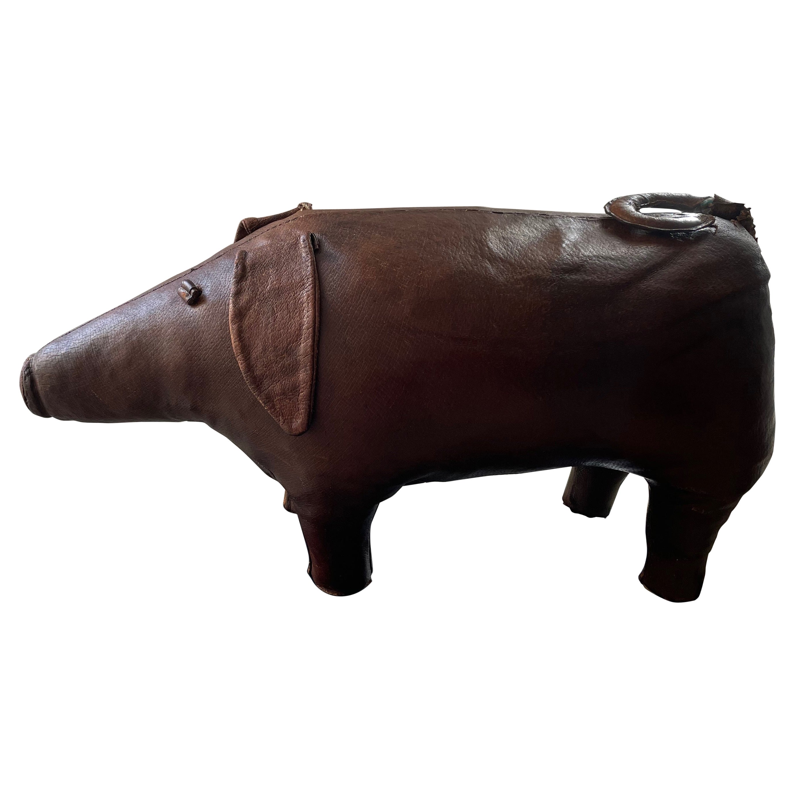 Liberty 's Ottoman Leather Pig by Dimitri Omersa For Sale