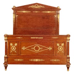 Empire Style Mahogany and Gilt Bronze Mounted Bed