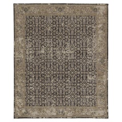 Rug & Kilim’s Distressed Persian Style Runner in Black with Beige Herati Pattern