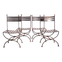  Steel and Brass Classical Style Curule Chairs 1960's