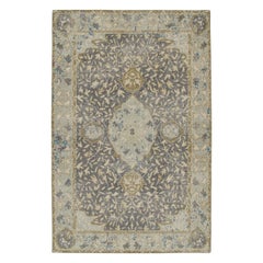 Rug & Kilim’s Distressed Classic Style Rug with Ice Blue Medallion Pattern