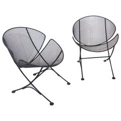 2 Orange Slice Mesh Chairs by Maurizio Tempestini for Salterini